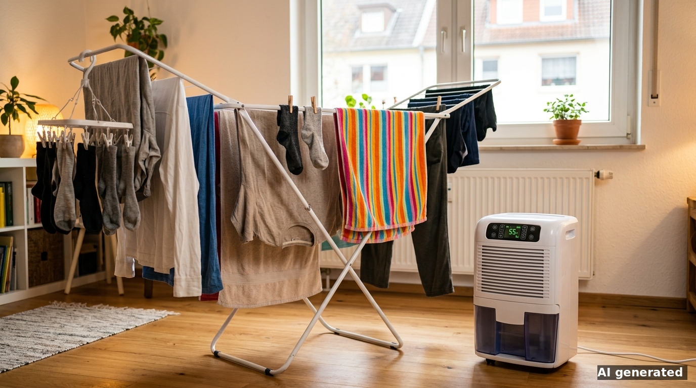 Wäsche in der Wohnung trocknen mit Luftentfeuchter: Stromkosten, Trocknungszeit & Schimmelschutz im Praxis-Check